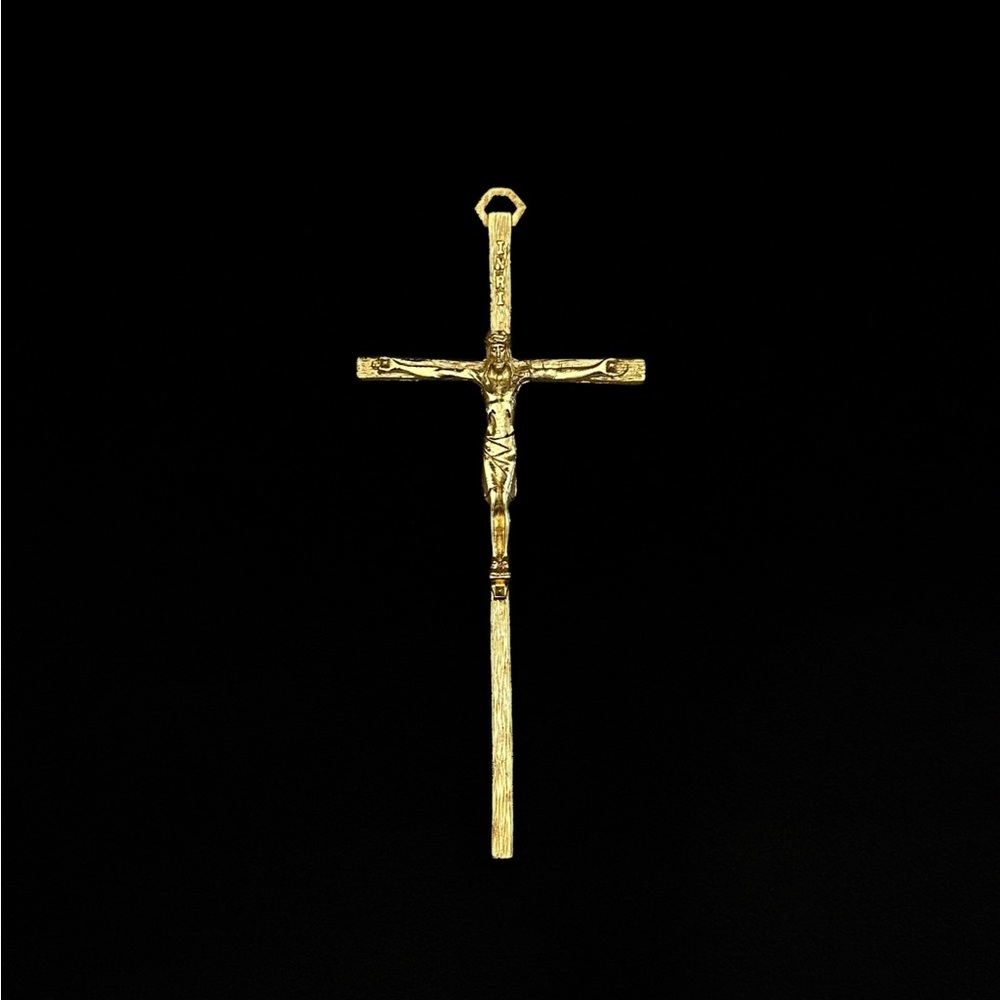 Vintage Brass Crucifix Wall Cross | INRI | Religious Christian Decor